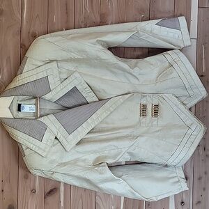 80s Vintage IIF Blazer & Skirt Power Suit, Size L/14, Light Gold & Metallic Tan